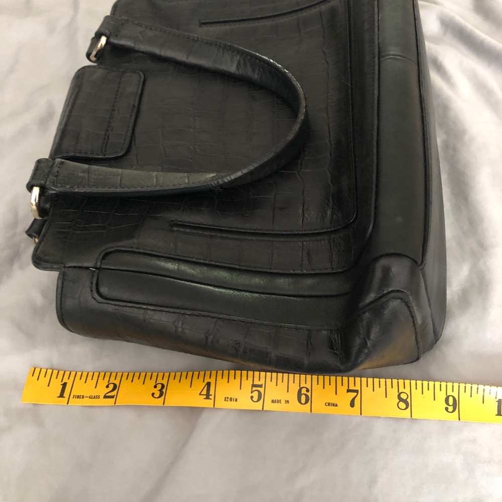 Cole Haan Black Leather! Faux Croc handbag Vintage Classic Black Handbag leather - Picture 13 of 15